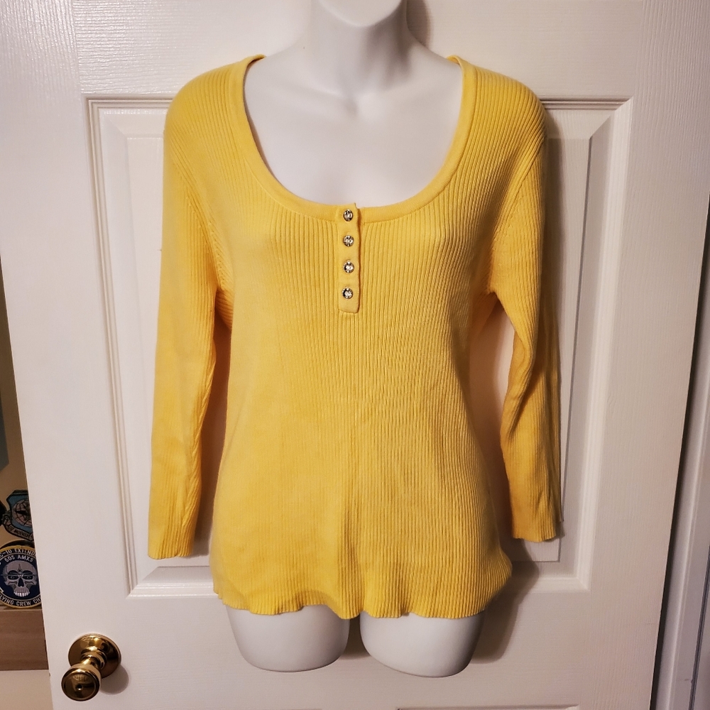 Yellow Long Sleeve Scoop Neck Top Boston Proper